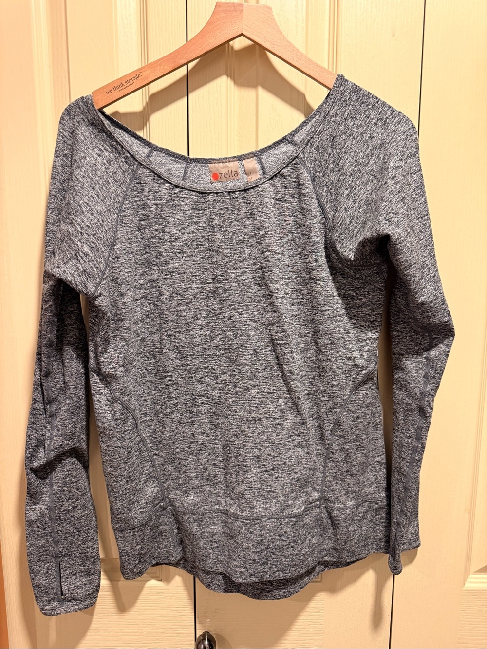 Zella Gray Heather Long-Sleeve Scoop-Neck Performance Pullover